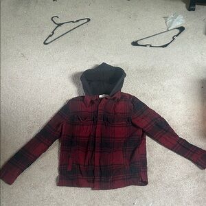 Aeropostale Kids Red and Black Plaid Jacket